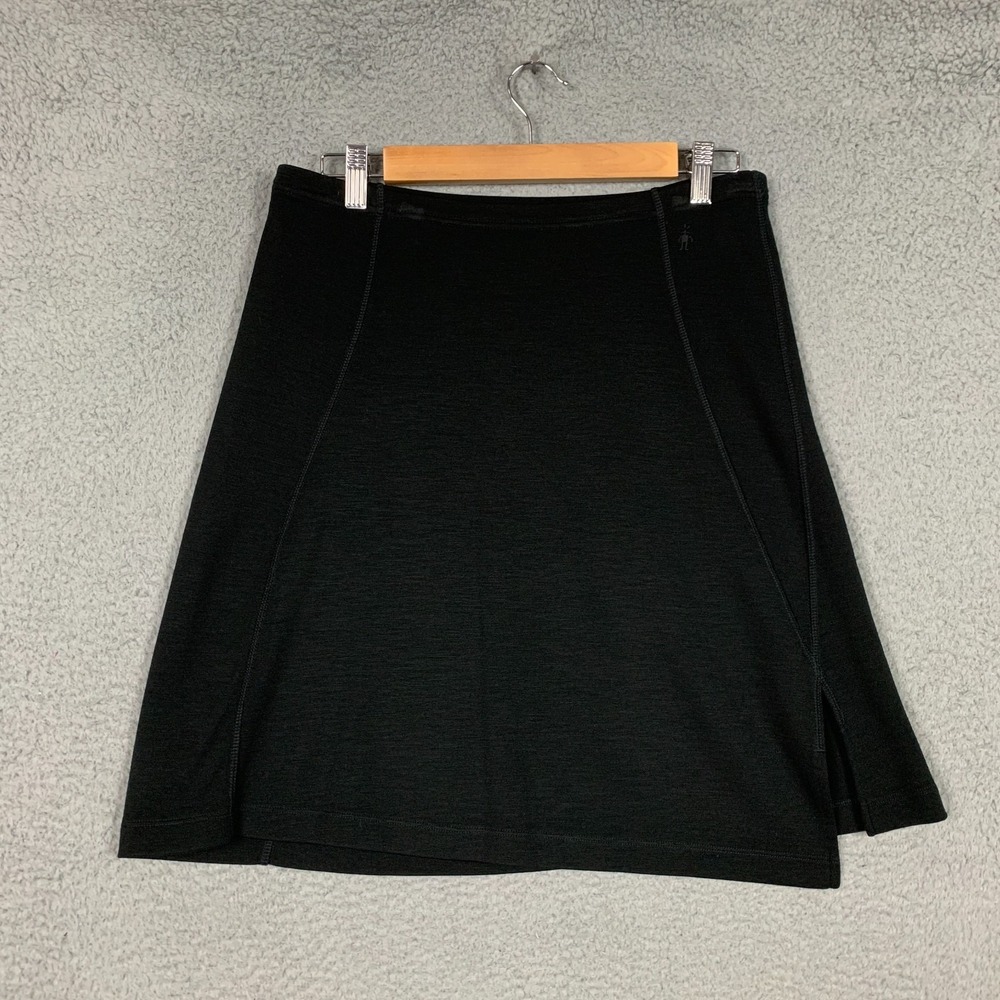 SmartWool Sanitas A-Line Skirt Size Small Black Asymmetric Pull On Merino Blend